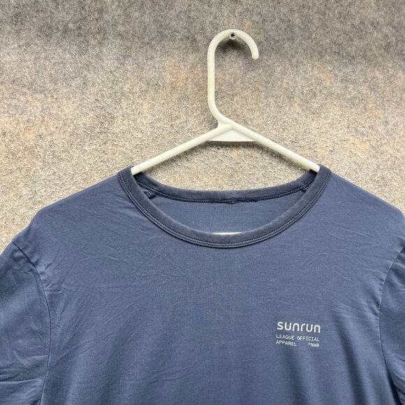 Sunrun Shirt Mens Small Navy Blue Solar Tee Short Sleeve Stretch Knit Athletic - Picture 2 of 10